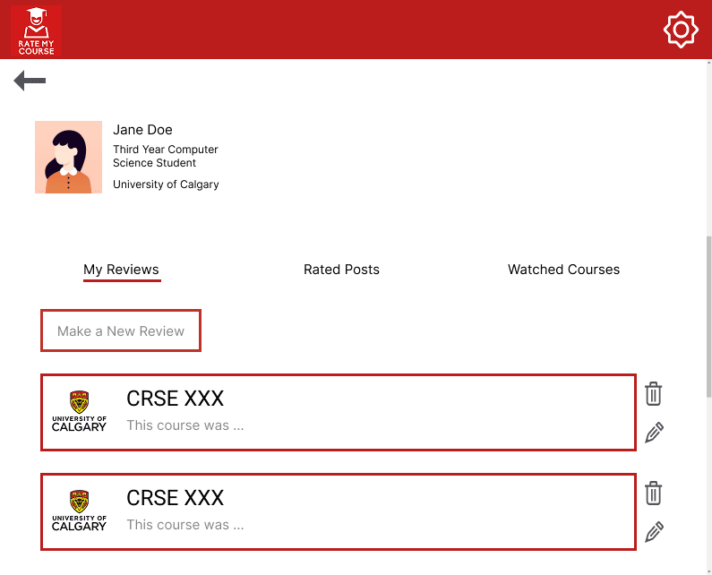 Overall Course Reviews Page