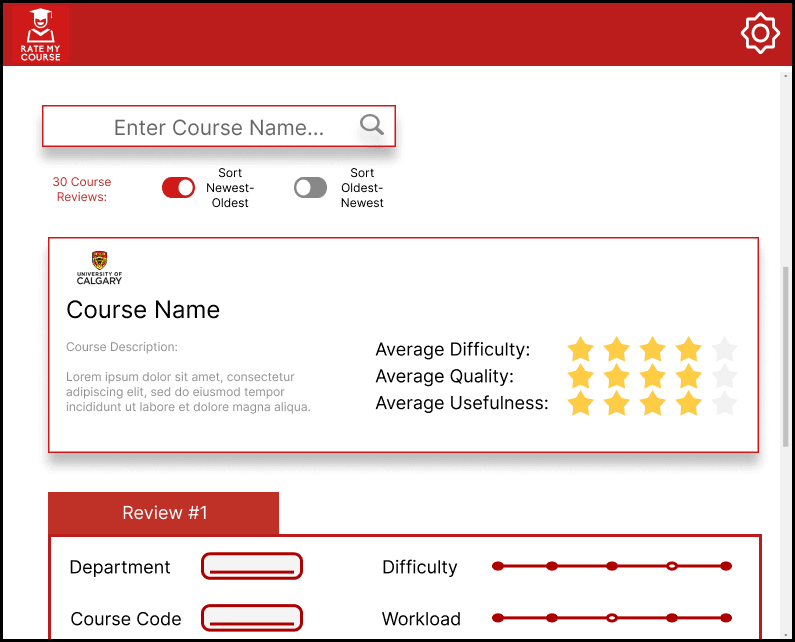 Overall Reviews for a Course Page