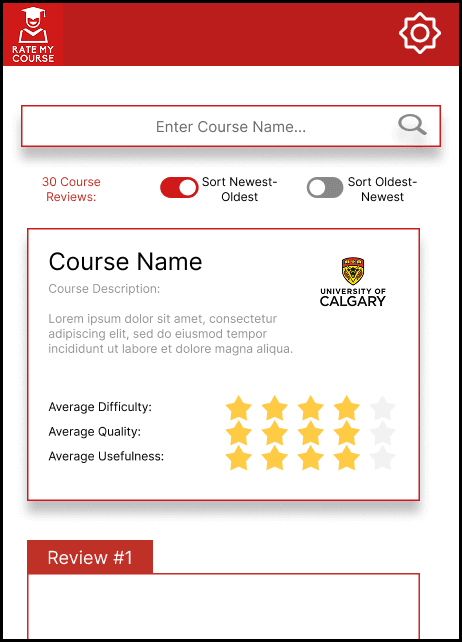 Overall Reviews for a Course Page