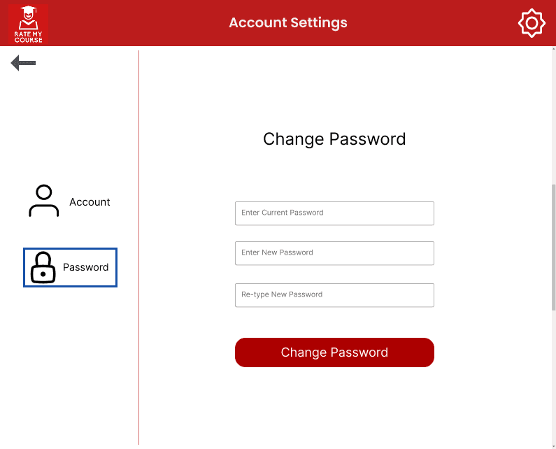 User - Account Settings Password Page