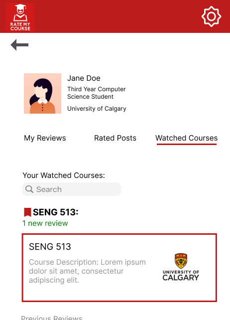 User - Account Watched Posts Page